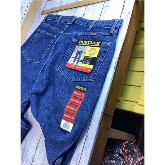 Oos 90s Elenagilbert grunge brother rugged Rustler Denim Jeans Mens blue 38x30 - Picture 4 of 5